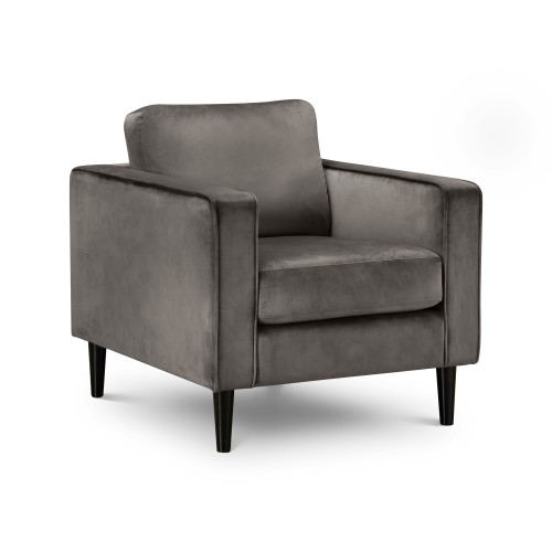 Hayward Charcoal Grey Velvet Armchair with a Black Leg Finish D89 x W86 x H86cm